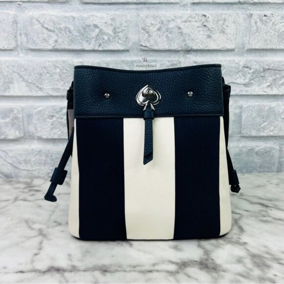 Kate Spade Marti Stripe Small Bucket Bag Shoulder Bag & Crossbody In Blazer Blue